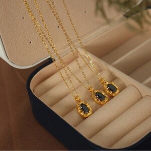 18k Gold Plated *Black Zirconia* Pendant Necklace